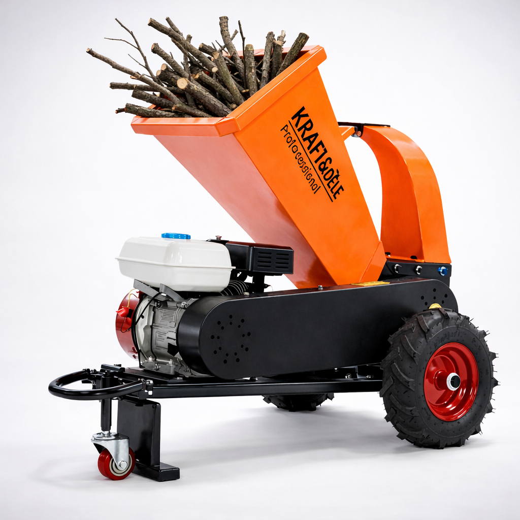 Измельчитель веток Kraft&Dele KD5216 OHV 4-тактный 389 см³ 13 л.с 6,5 л 100 мм 2400 об/мин мобильный на колесах ручной запуск для сада