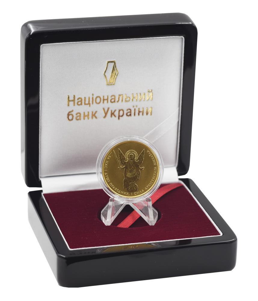 Коллекционная монета Украина 20 гривен 2016 золото UNC Архистратиг Михаил 1 унция/31,1 г Premium в футляре (М22690)