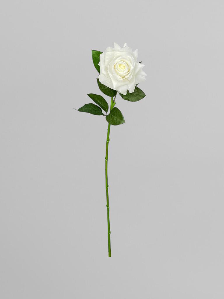 Искусственная роза на стебле для декора Real Touch 1 соцветие 64 см Белый (К02062) - фото 2