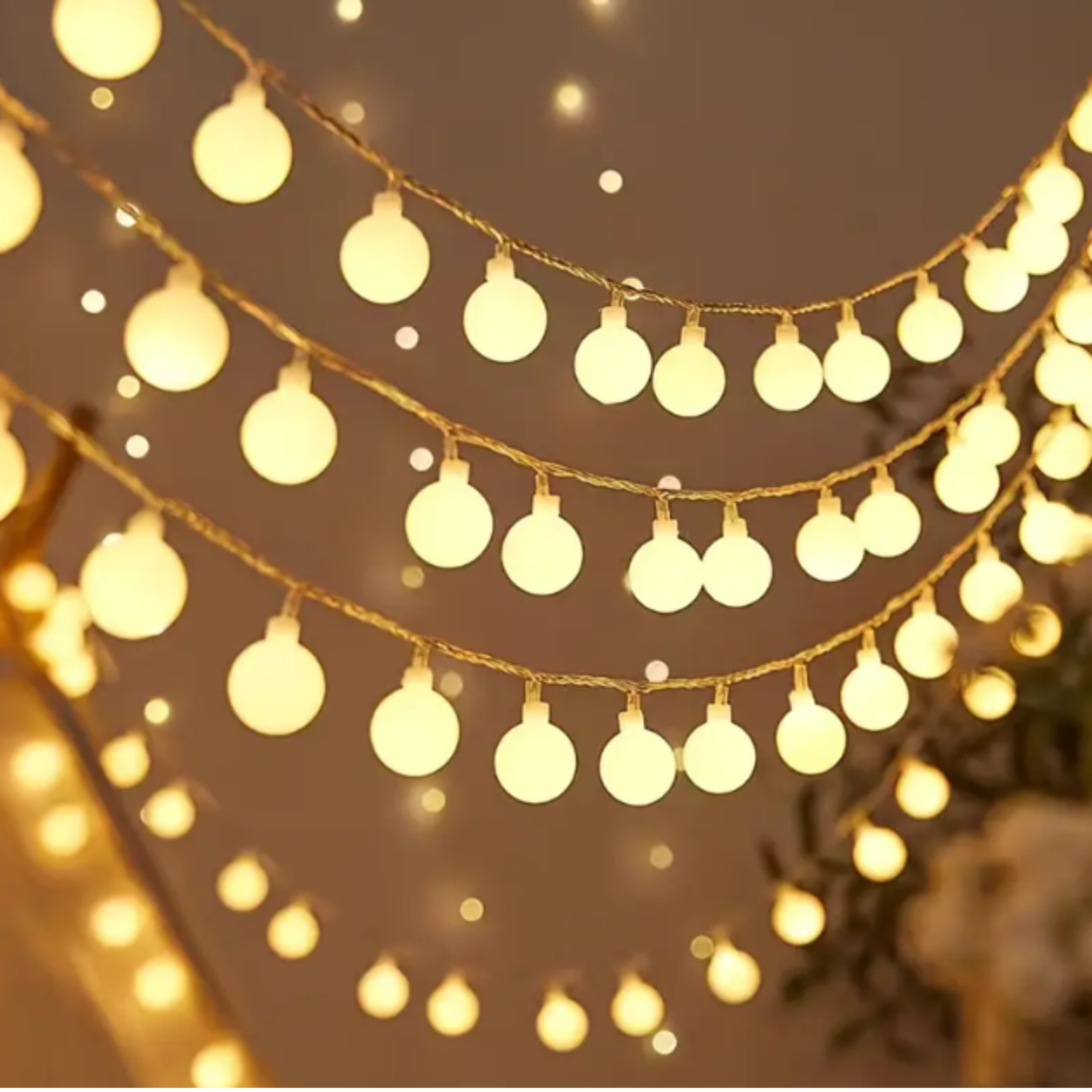Гирлянда шарики на батарейках 40 лампочек 6 м Теплый Желтый (GRLKLK-0571)