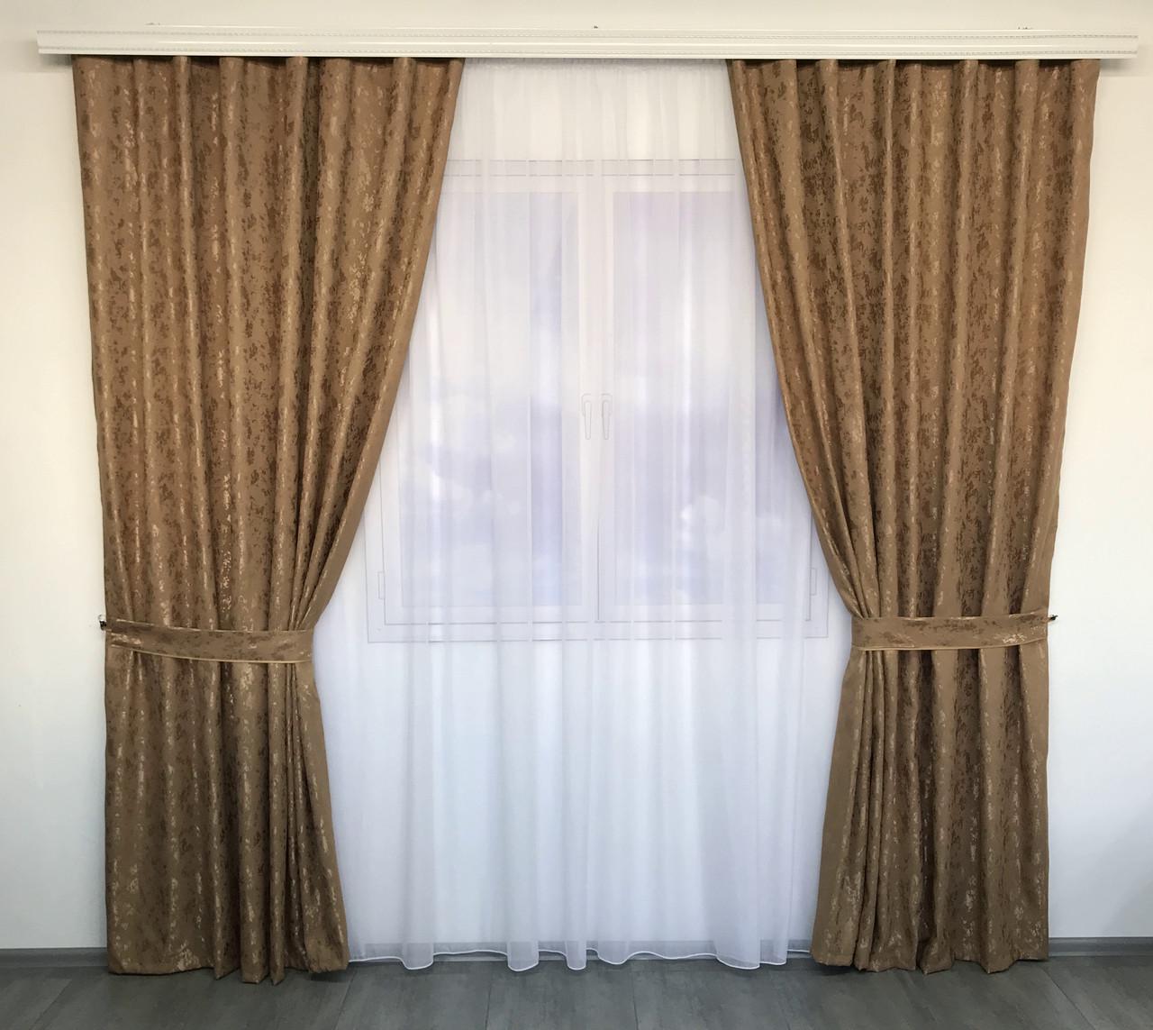 Готовые мраморные шторы ALBO 200x270 см 2 шт. Кофейный (SH-M19-10) - фото 6