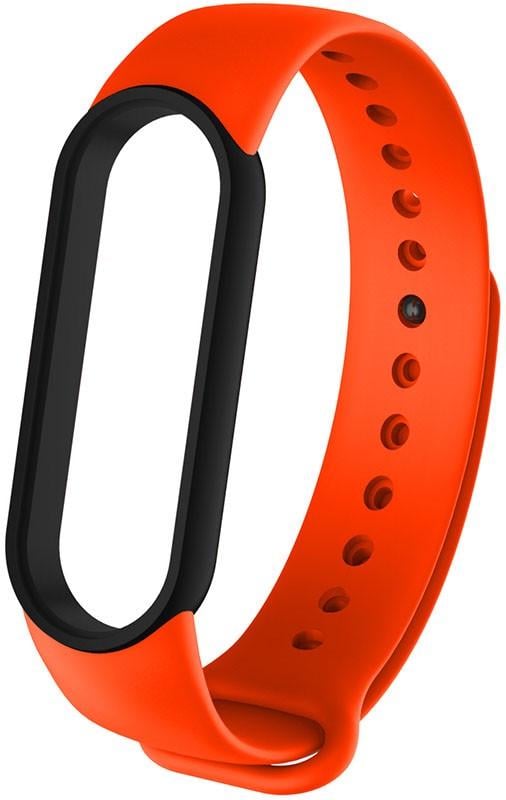 Ремінець UWatch Replacement Silicone Band For Xiaomi Mi Band 5/6/7 Frame Orange/Black