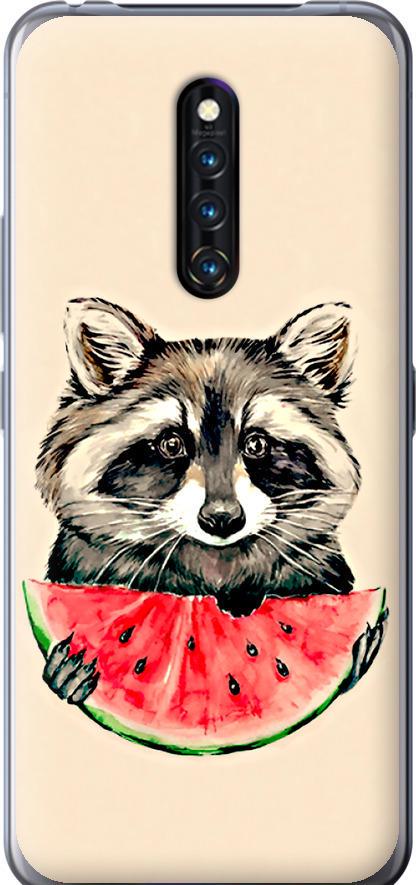Чехол на Vivo X27 Pro Енотик с арбузом (4605u-1772-42517)