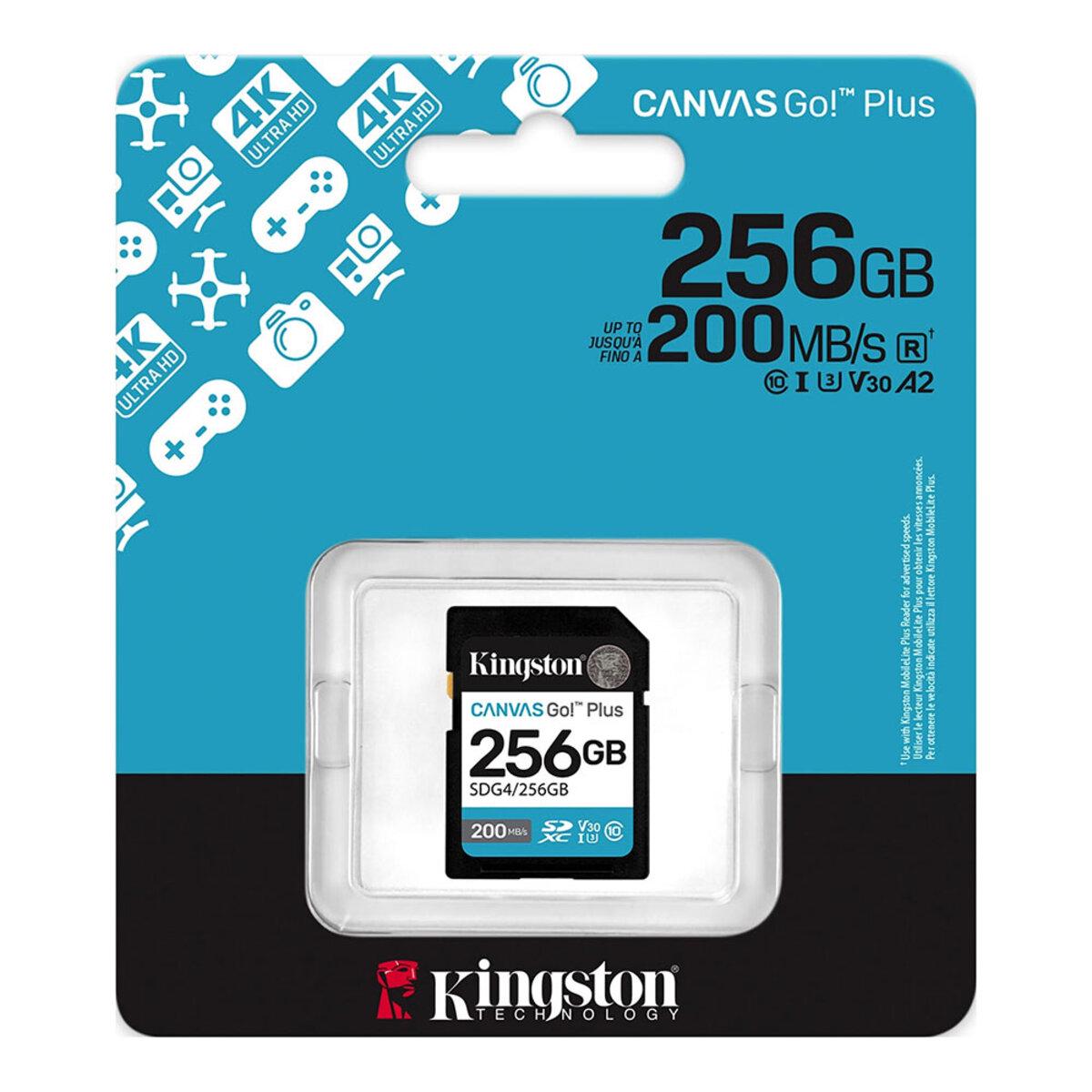 Карта памяти Kingston Canvas Go! Plus 256 GB SDXC UHS-1 U3 class 10 A2 V30 R170MB/s W90MB/s (SDG4/256GB) - фото 3