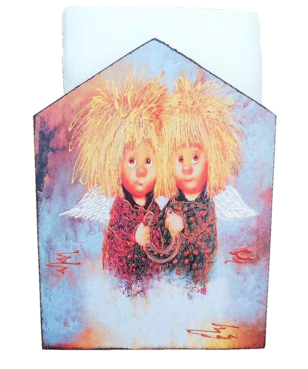 Салфетница Okl Gifts Коты ангелы ручная роспись 13x17x5 см