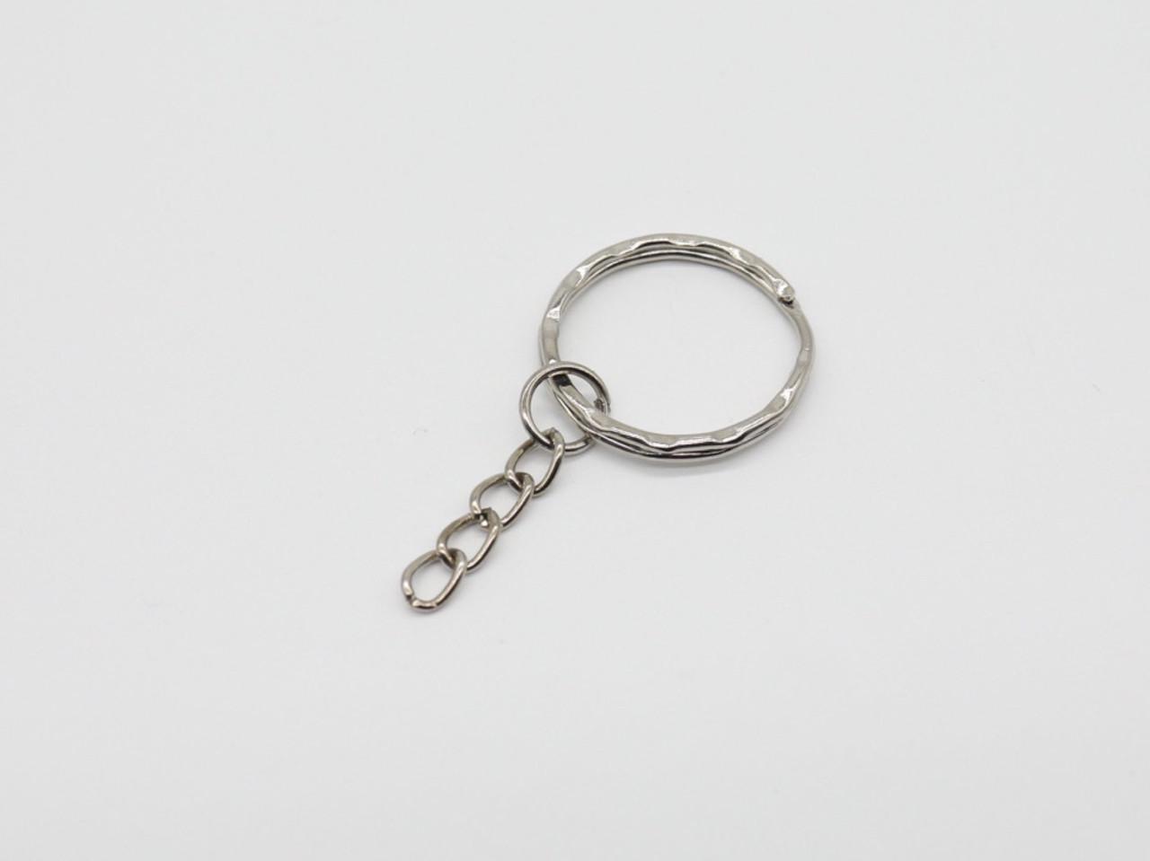 Кольцо для ключей рифленое с цепочкой 25 мм Серебряный (27410879)