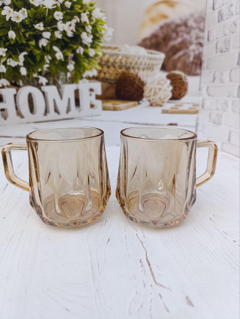 Набор чашек SNT 7141-02 стеклянных 250 мл 2 шт. Золотистый (7141-02)