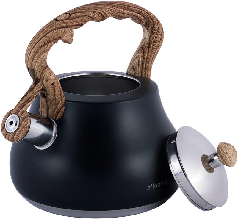 Чайник Kamille Whistling Kettle з нержавіючої сталі зі свистком 2,7 л Чорний - фото 4