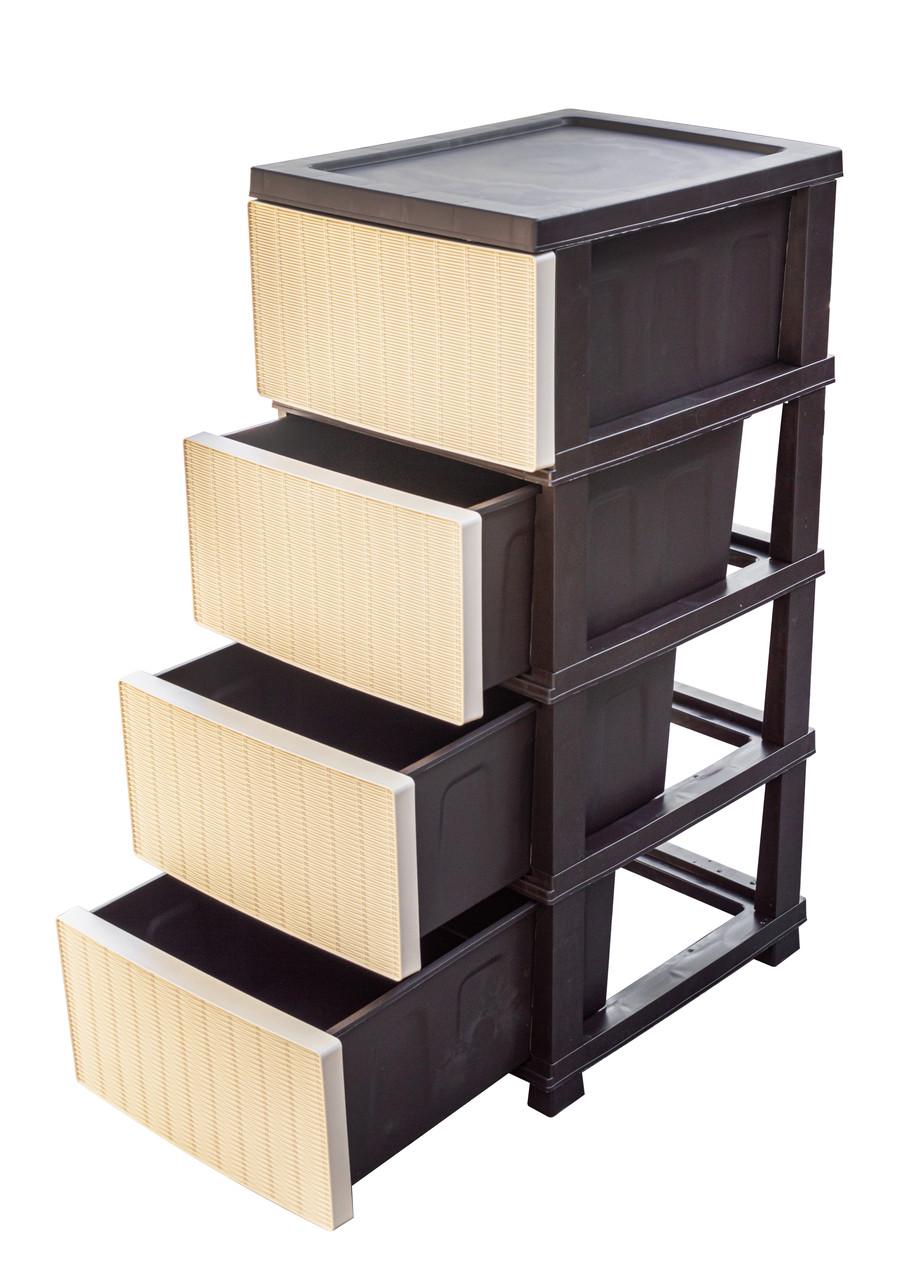 Комод пластиковый R-Plastic 34002 Ротанг на 4 ящика 86x45x35 см Бежево-коричневый (5158-БЖКР) - фото 2 Комод пластиковый R-Plastic 34002 Ротанг на 4 ящика 86x45x35 см Бежево-коричневый (5158-БЖКР) - фото 2