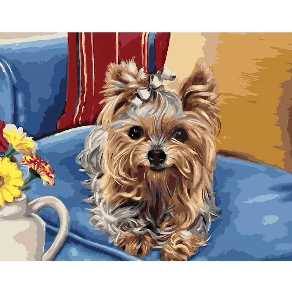 Картина по номерам Strateg Йоркширский терьер 40х50 см в коробке (VA-1252КС-mt)