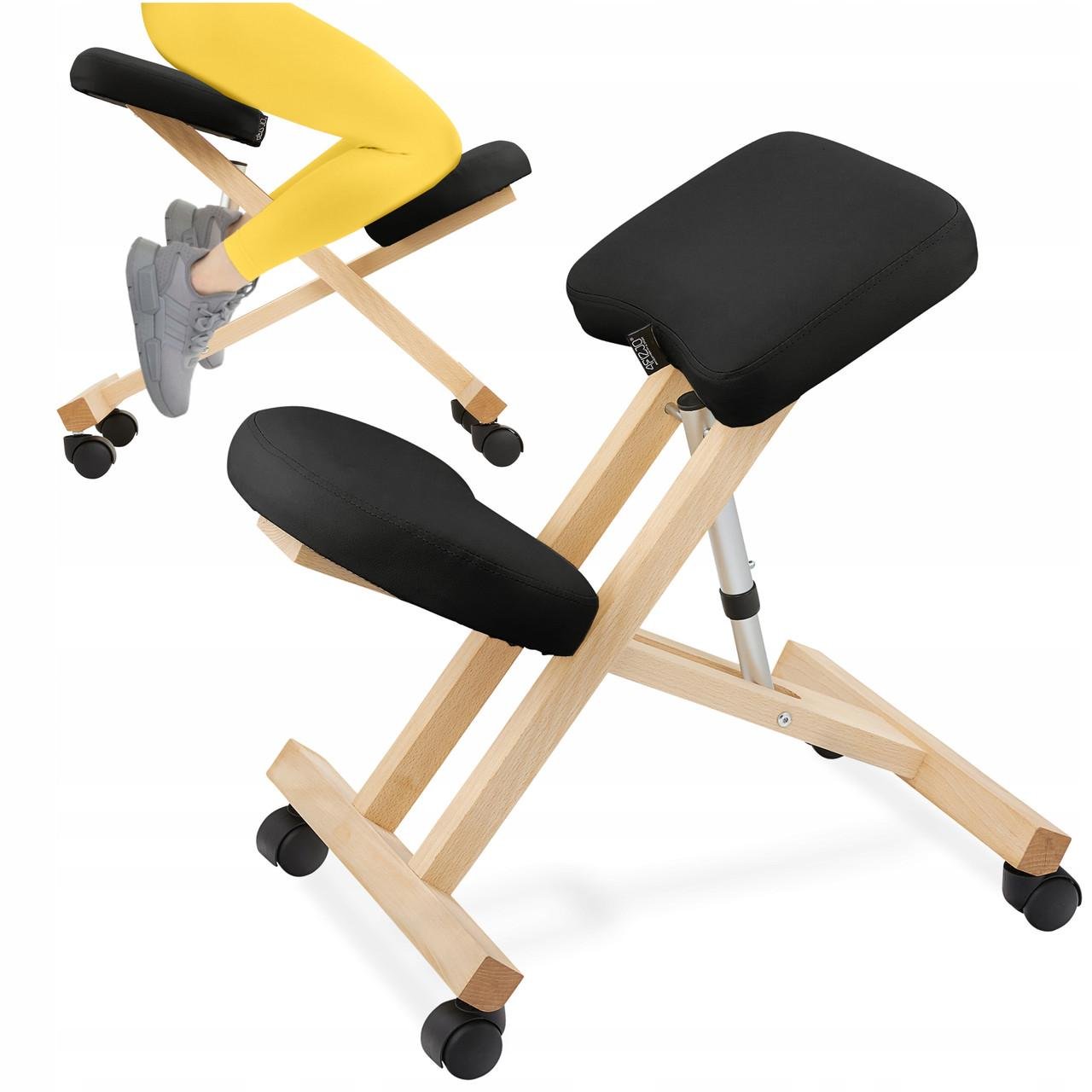 Стілець ортопедичний колінний 4fizjo Pure регульований на коліщатах Black (P-5905973402798) - фото 2