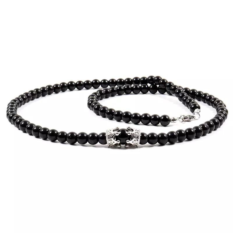 Намисто з агату з срібними коронами 6 мм р. 45 (17925030)