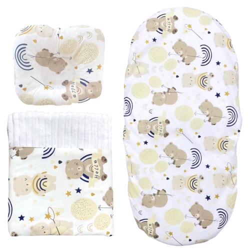 Набор в коляску RoyalBaby №19 Медвежонок с радугой с пледом 3в1 (142992)