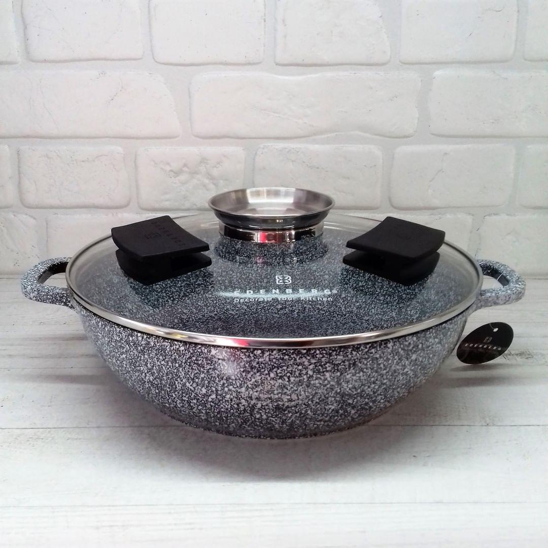 Котел-жаровня Edenberg EB-8041 сковорода с мраморным антипригарным покрытием 3,3 л 28 см - фото 2