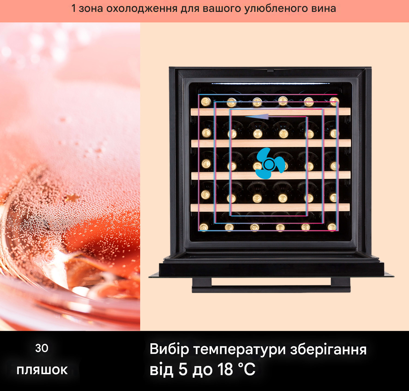 Вбудований винний холодильник KLARSTEIN Vinsider 30 Built-In Uno 77 л (10041357) - фото 3 Вбудований винний холодильник KLARSTEIN Vinsider 30 Built-In Uno 77 л (10041357) - фото 3