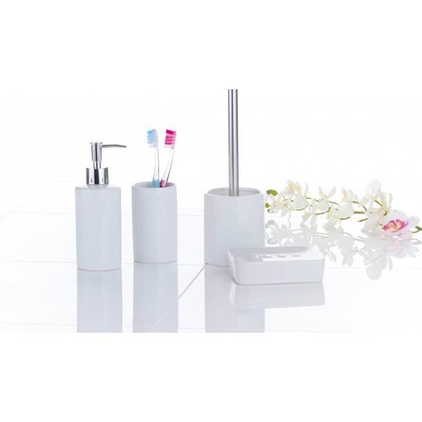 Дозатор для мила Axentia Б'янко кераміка d 6x18 см 200 мл Білий/Хром (282454) - фото 2 Дозатор для мила Axentia Б'янко кераміка d 6x18 см 200 мл Білий/Хром (282454) - фото 2