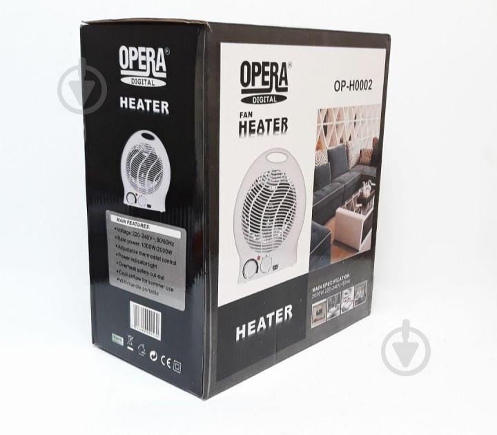 Тепловентилятор портативний електричний Дуйка Opera OP-H0002 Digital Heater 2кВт Білий - фото 4