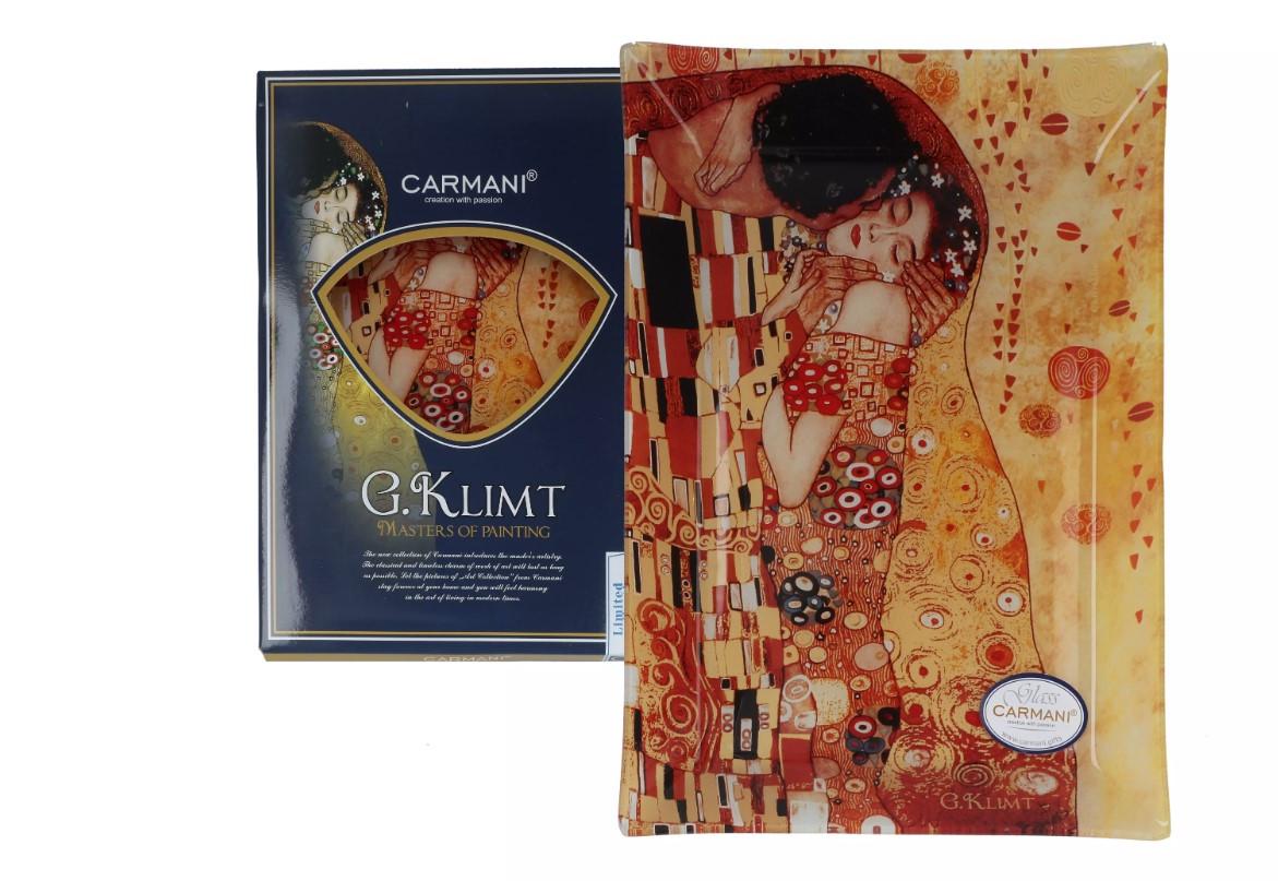 Тарелка стеклянная Саrmani Г. Климт Поцелуй 32х24 см (198-1141) - фото 3