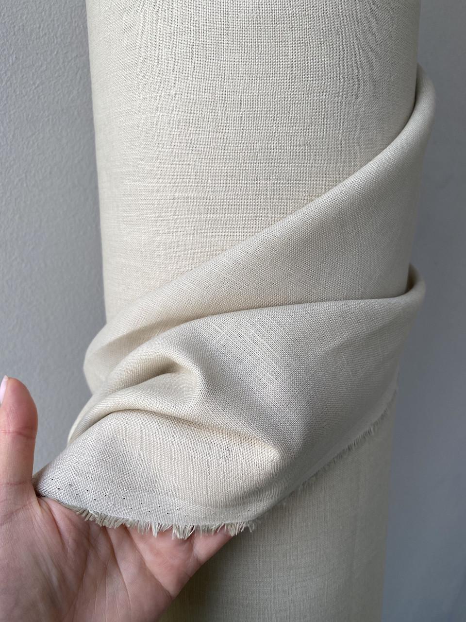 Ткань костюмная смягченная LINEN PLUS 100% лен 150 см 0082 Молочный - фото 4 Ткань костюмная смягченная LINEN PLUS 100% лен 150 см 0082 Молочный - фото 4