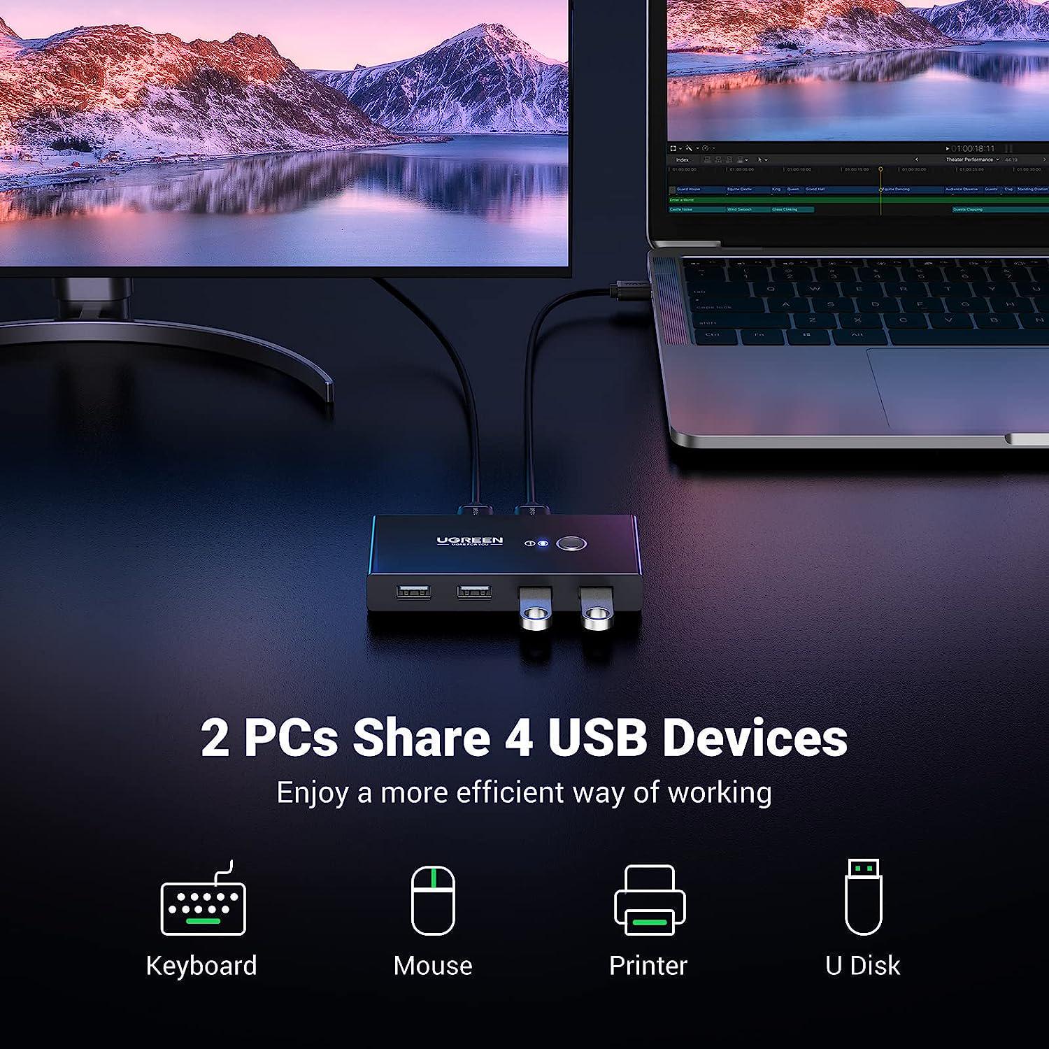 Перемикач KVM UGREEN USB 2.0 4-портовий з кабелями 480 Мбіт/с Чорний (30767) - фото 3 Перемикач KVM UGREEN USB 2.0 4-портовий з кабелями 480 Мбіт/с Чорний (30767) - фото 3