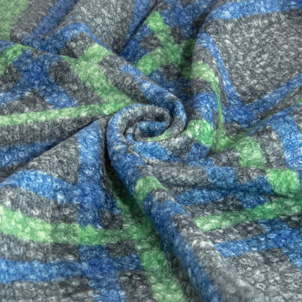 Тканина пальтова Буклє ромб Синьо-зелений (19174)