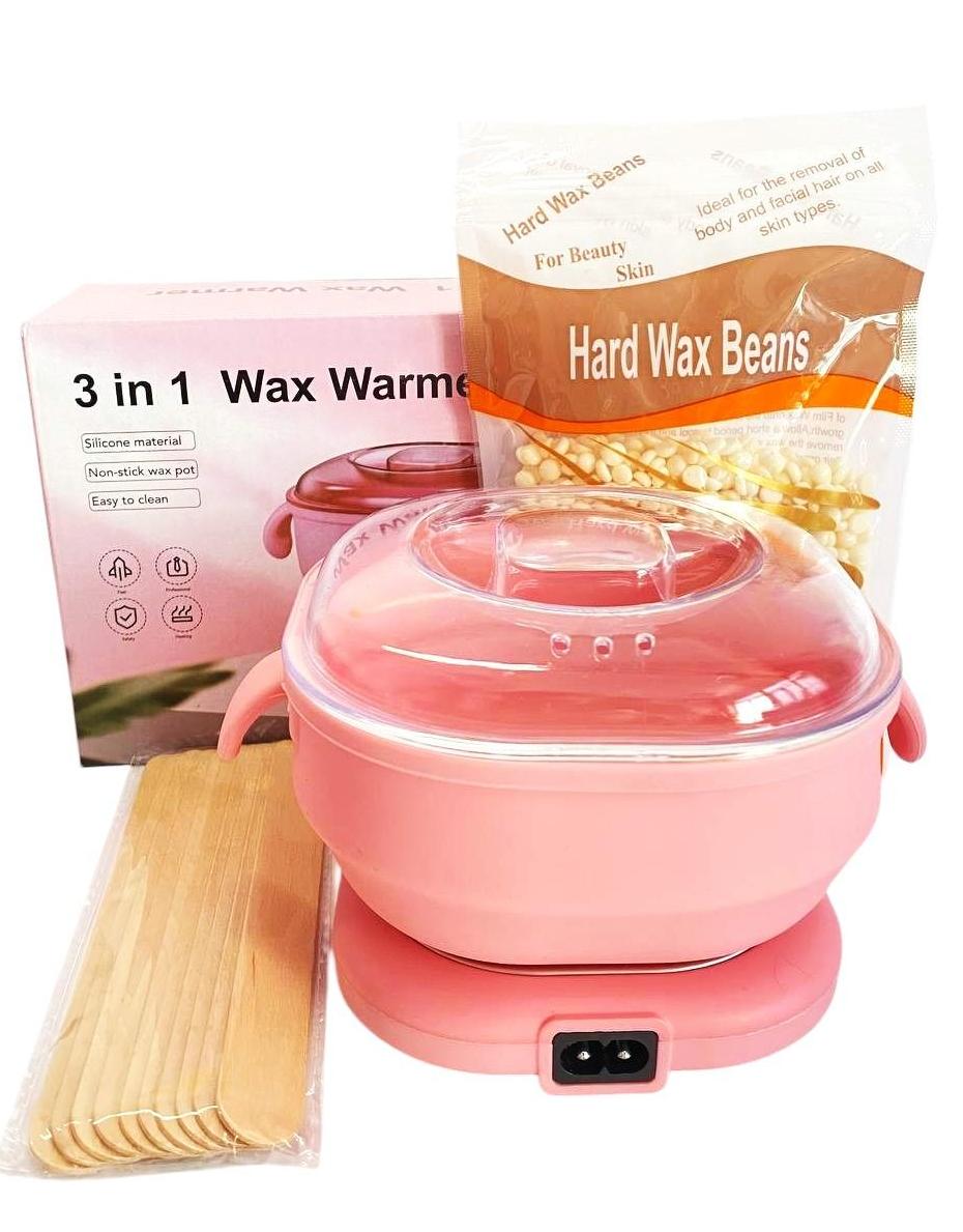 Стартовый набор для депиляции комплект с силиконовым воскоплавом 100 Вт/воском 100 г/шпатель деревянный 10 шт. 3в1 (NBS400P1) - фото 2