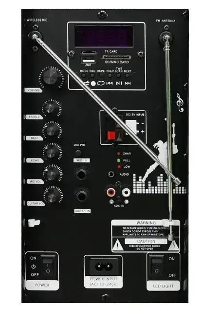 Портативна колонка акустична ZXX-9191 60 Вт TWS/FM/USB/TF/SD/BT/REC/LED 2 мікрофони 67х38х32 см Чорний (21811774) - фото 4