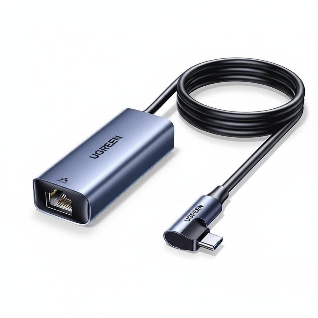 Сетевой адаптер USB-C на RJ45 UGREEN CM255 1000 Мбит/с / PD 100 Вт / 1 м Серый (65729)