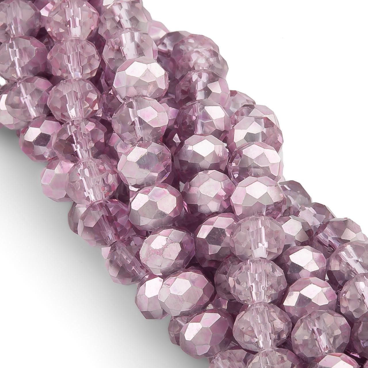 Бусины Swarovski огранки рондель полупрозрачный 3х2,5 мм 38 см 160 шт. Сиреневый/Металлик (БС2208а16)