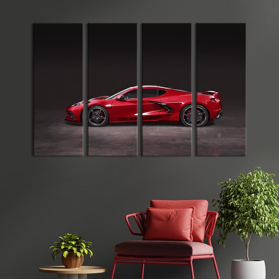 Картина на холсте Шикарный красный Chevrolet Corvette 149x93 см (1261-41)