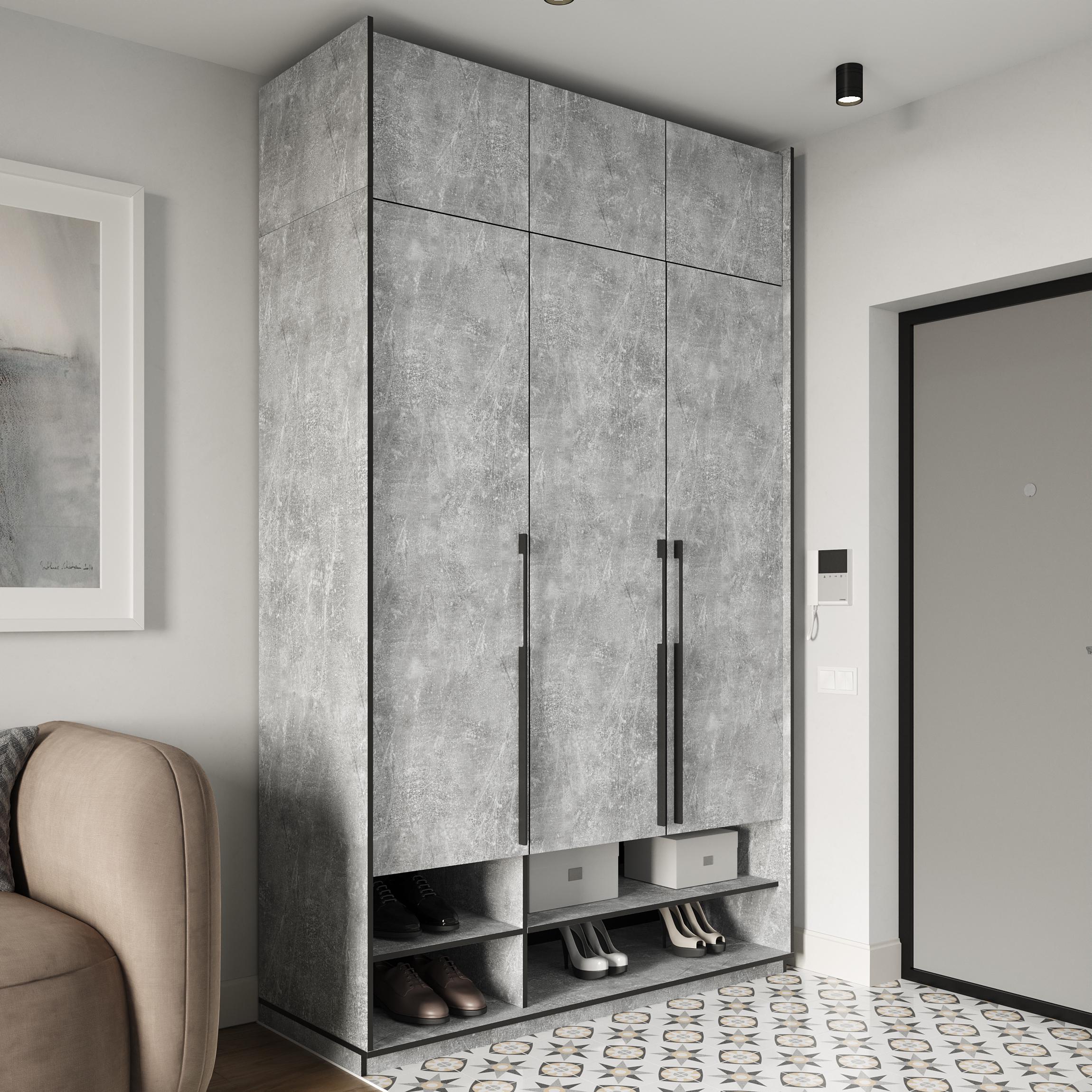 Шафа Moreli Ramo R-0006 зі штангою/шухлядами та антресоллю 1484x2500x570 мм Бетон (mo-R0006-beton-sh-an)