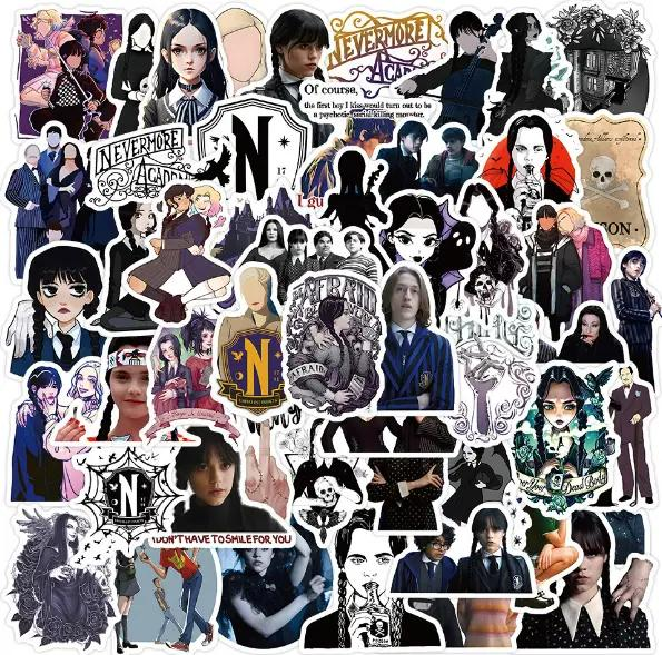 Набор наклеек Wednesday Уэнздей для гаджета/телефона/авто 50 шт. (10103)