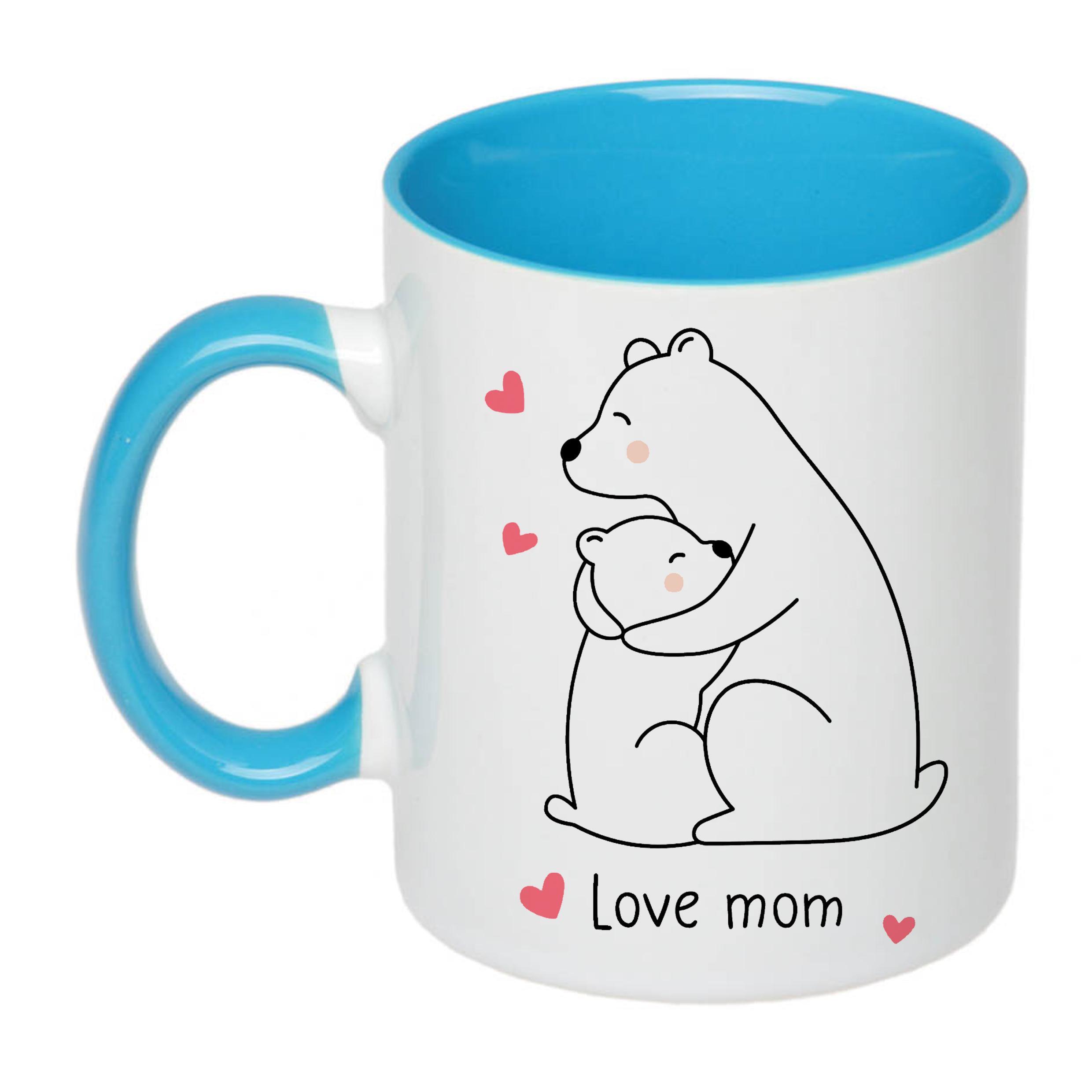 Чашка з друком Love mom 330 мл Блакитний (22556)