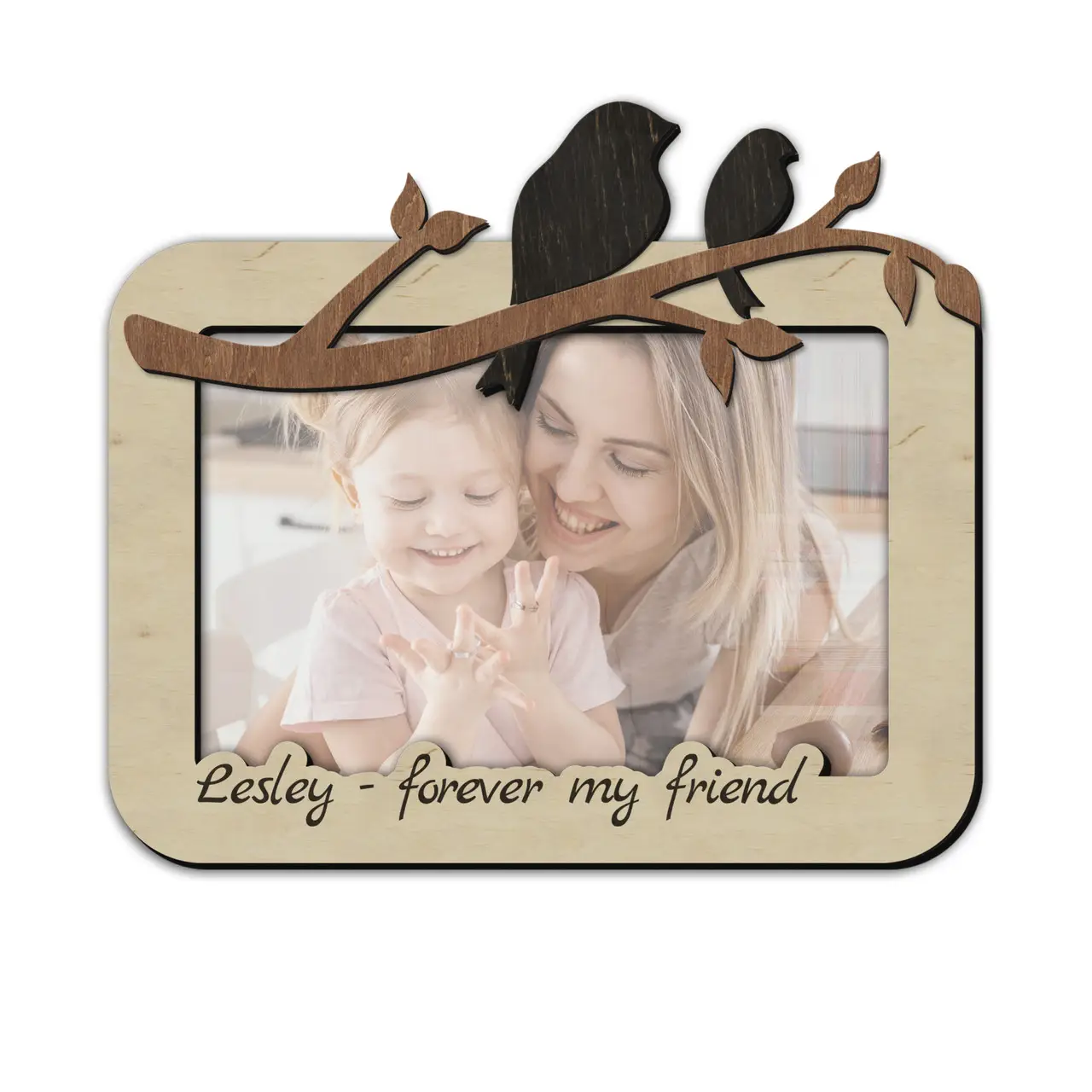 Фоторамка з птахами напис Назавжди мій друг Натуральний (birds_4x6_vertical-2)