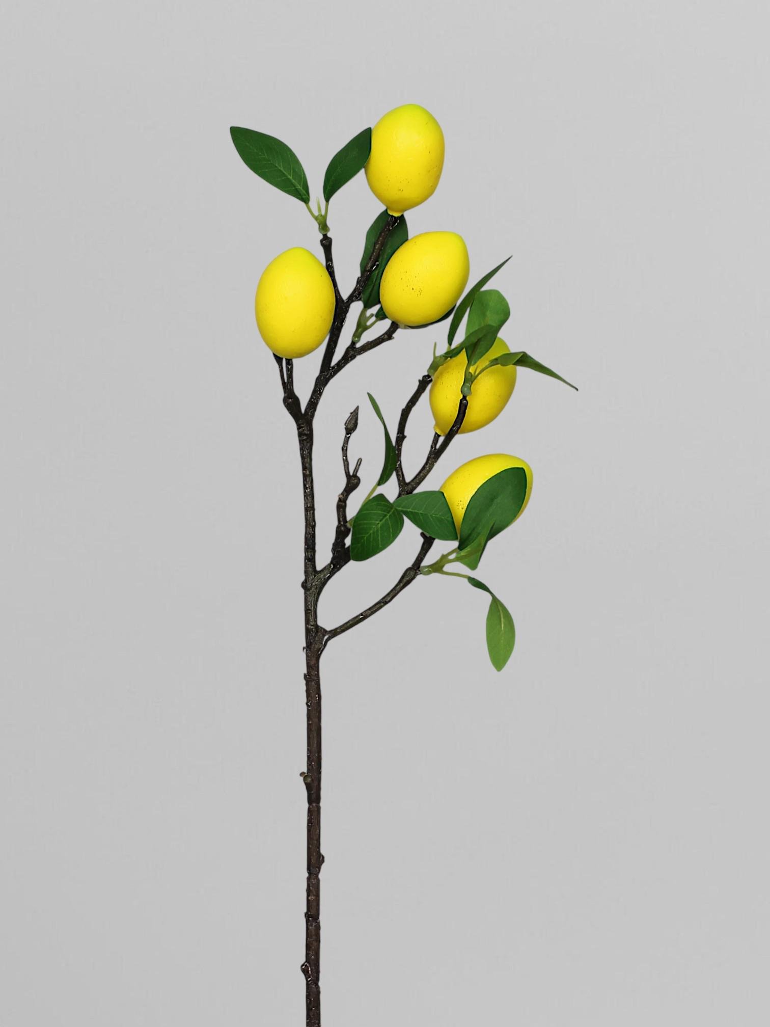 Декоративная ветка с плодами лимона 5 шт. 58 см Желтый (Р07045)