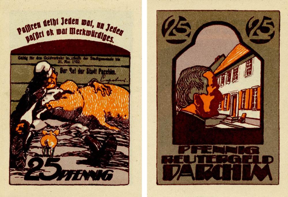 Коллекционная банкнота Германия Нотгельд 25 пфеннигов 1922 F-VF Пархим (Б18551)