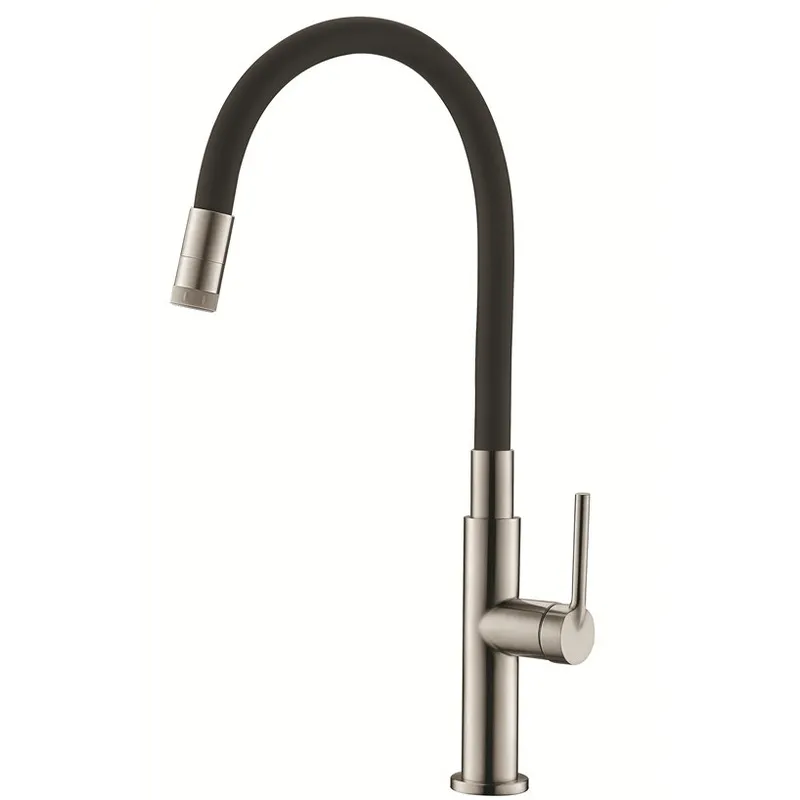 Змішувач для кухні KOER KI-70032-02 з нержавіючої сталі з силіконовим виливом Сталевий/Чорний (OL-KR5548)