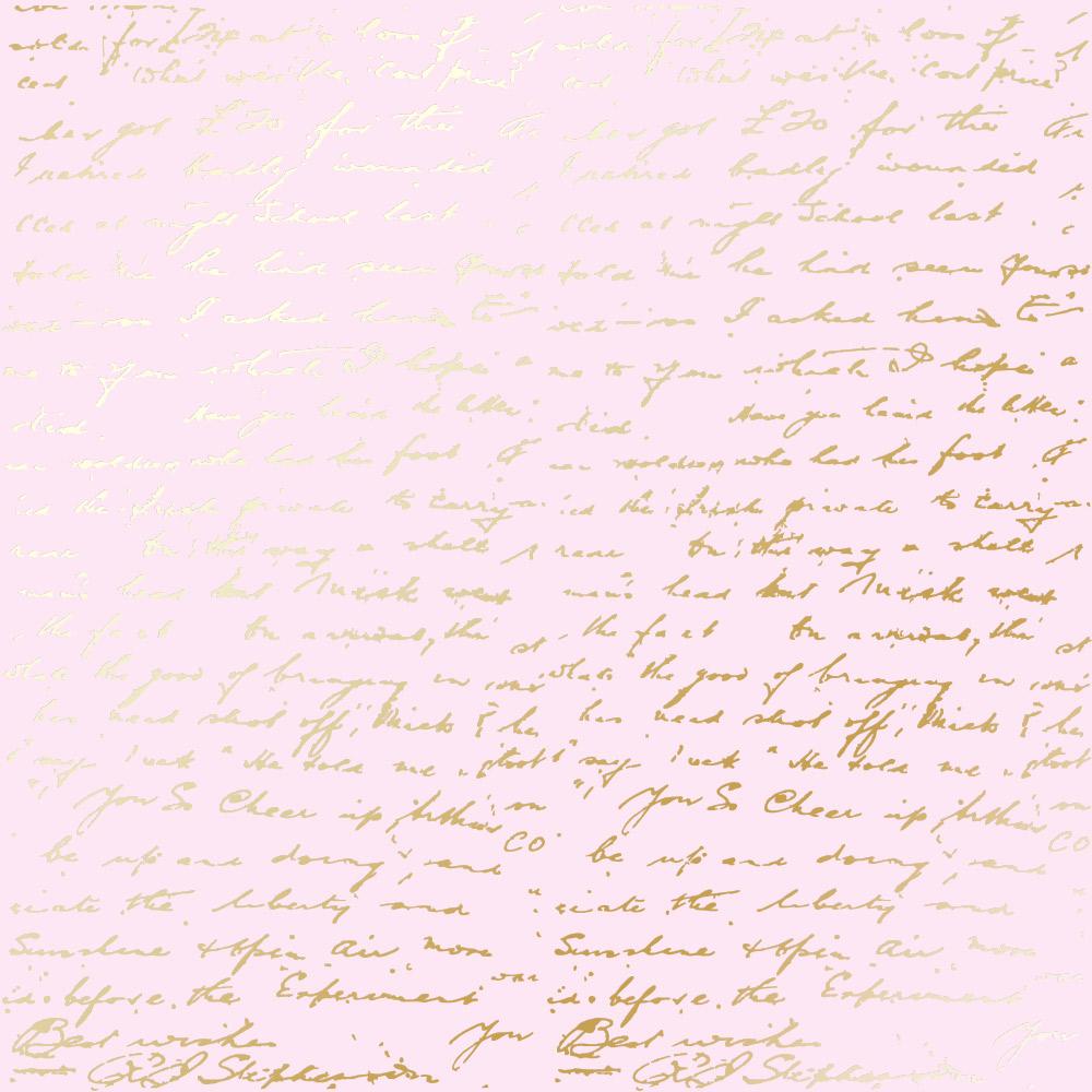 Лист бумаги односторонний Golden Text с фольгированием 30,5х30,5 см Light Pink