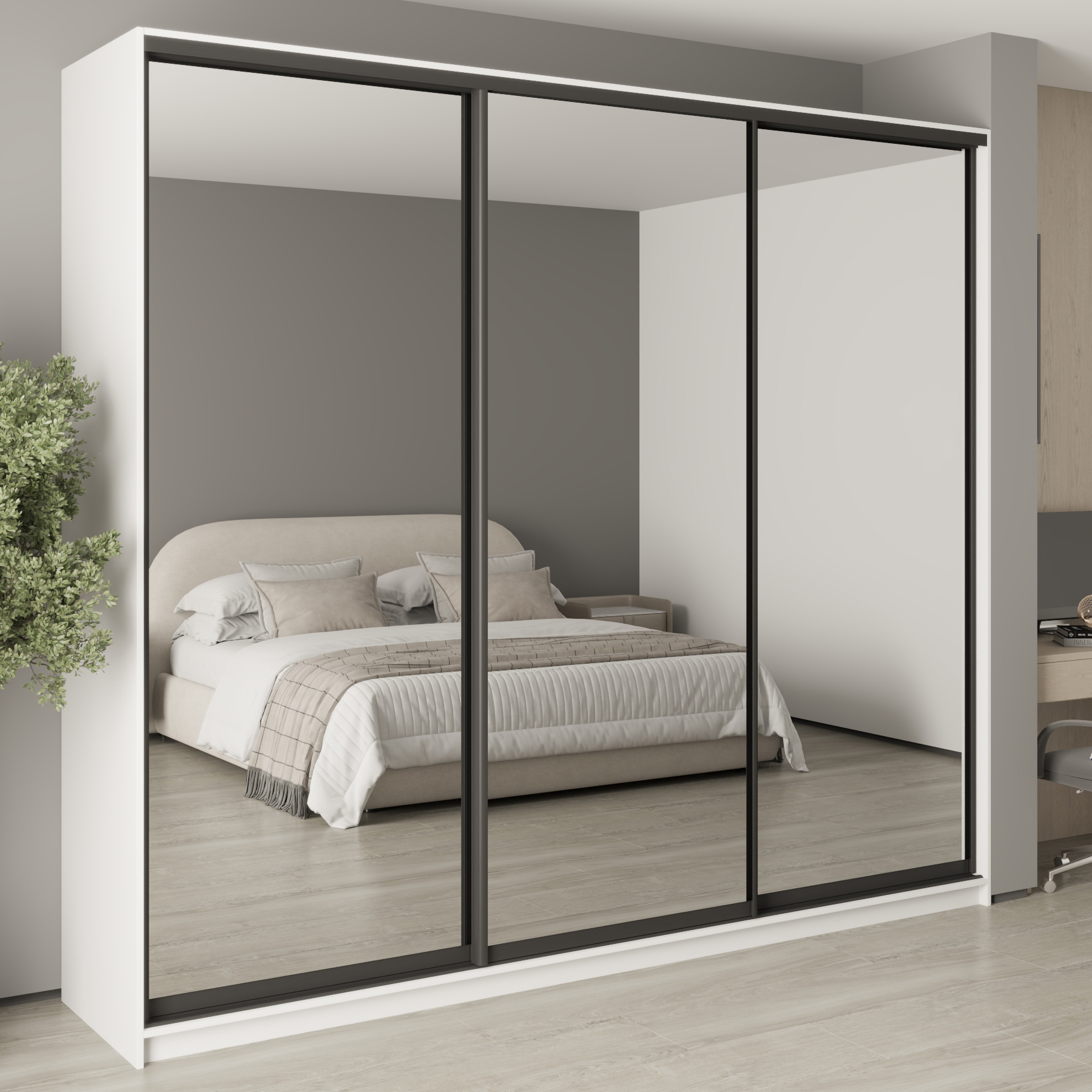 Шкаф-купе трехдверный Mebel Star Комбо BG MBS-9777 270х45х240 см Аляска белый (1009766)