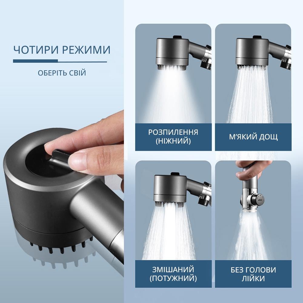 Лійка для душу Shower Head турболейка з тримачем на стіну (00609) - фото 3