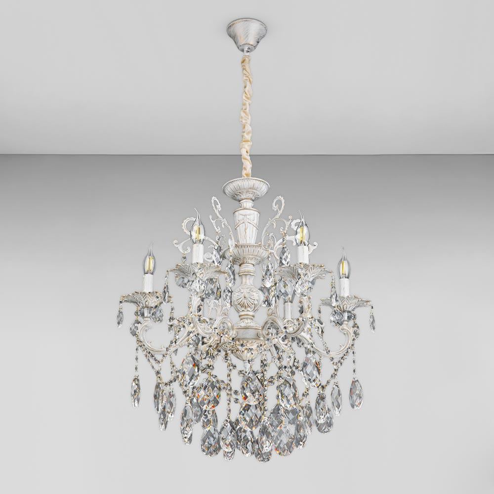 Люстра подвесная классическая хрустальная Light House DL-18834/6P Белый/Золотой