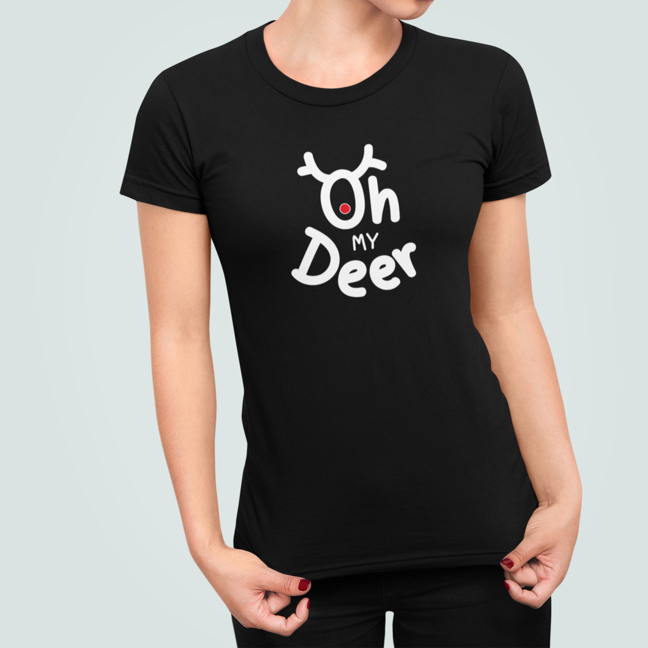 Футболка жіноча новорічна Stedman з принтом Oh my Deer L Чорний (НГ91.1-3)