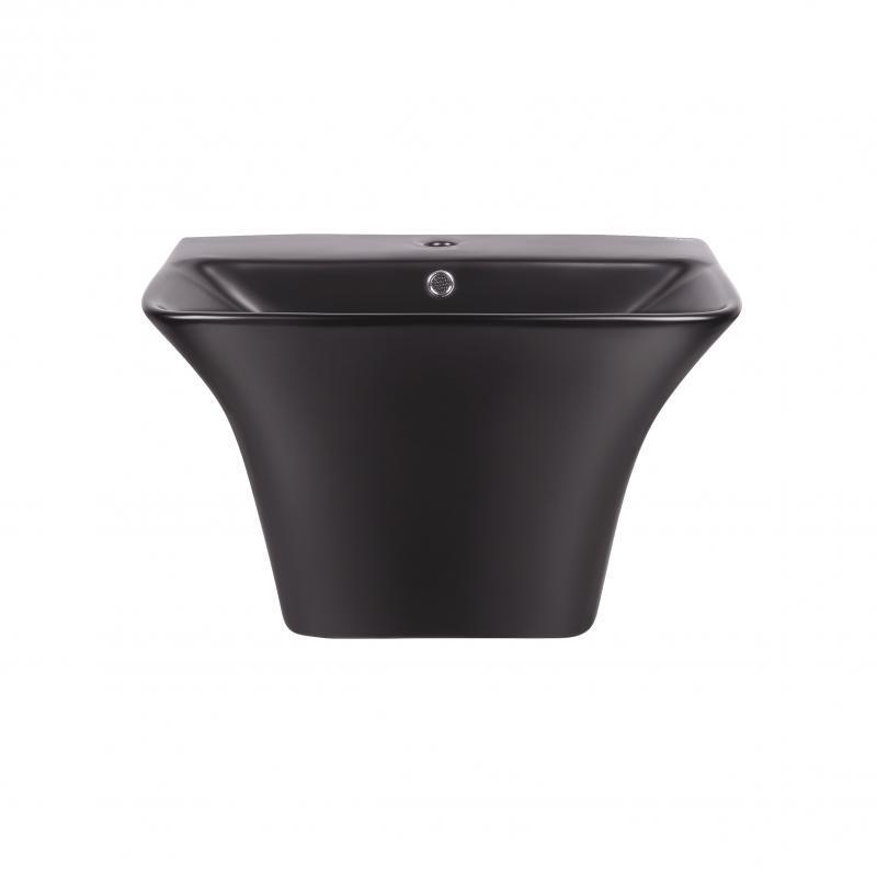 Раковина подвесная моноблок Q-tap Crow с донным клапаном Matt Black QT0511G835MB