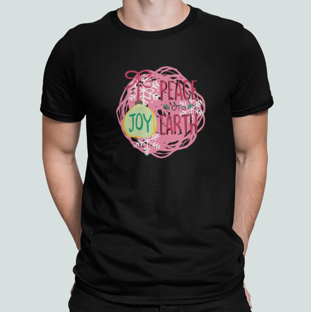 Футболка мужская новогодняя Stedman с принтом Joy peace on earth Рождество S Черный (НГ35-1)