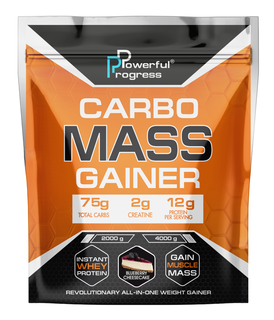 Гейнер высокоуглеводный для набора веса Powerful Progress Mass Gainer Черничный чизкейк 2 кг