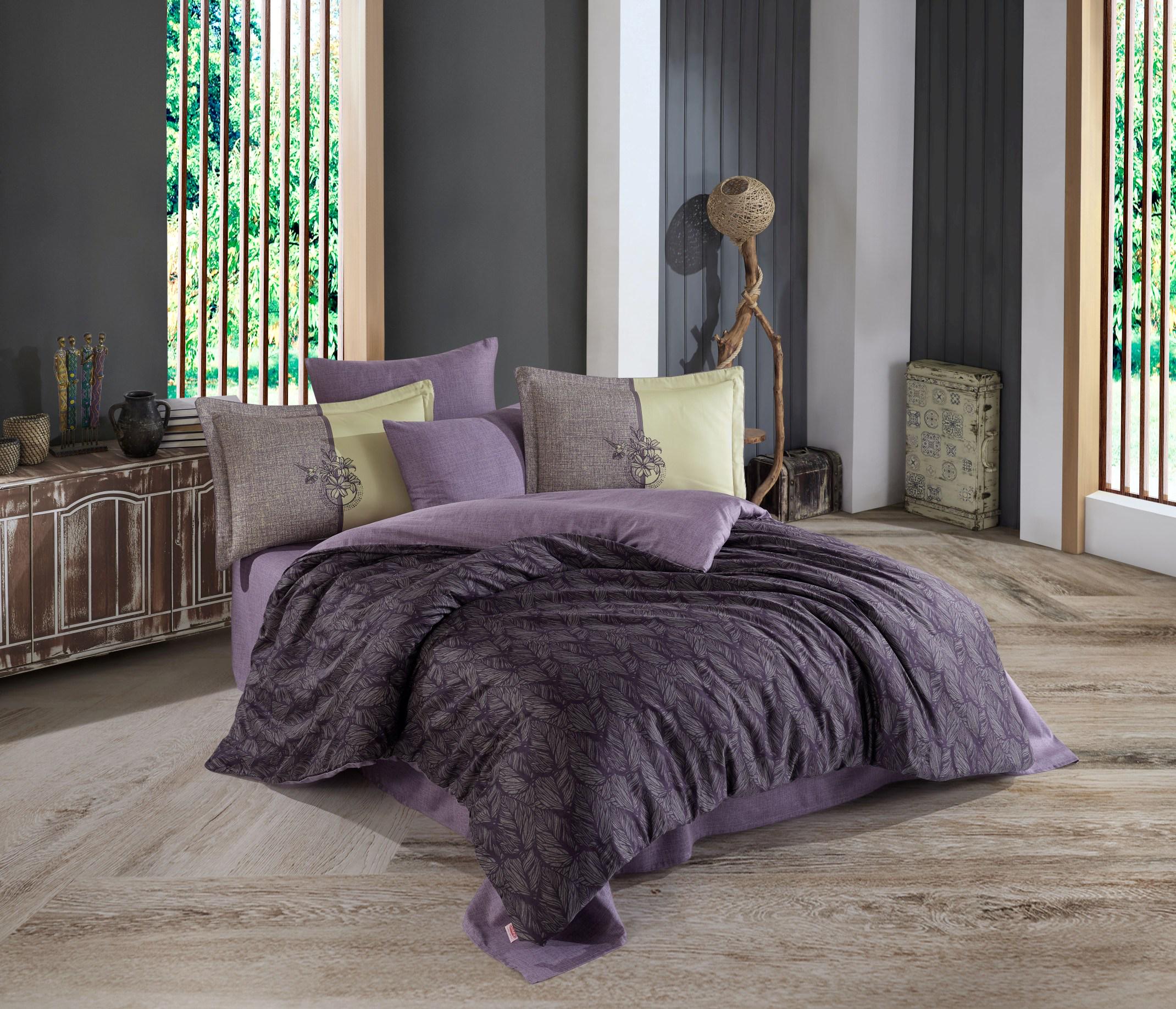 Комплект постельного белья Hobby Exclusive Sateen Lotus 200х220/4х50х70 Фиолетовый (8698499168077)
