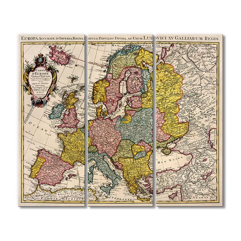Винтажная карта 1675 год старинная карта Европы 3 модуля 120x180 см