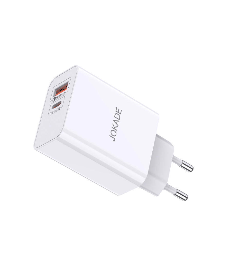 Зарядное устройство сетевое Jokade JB027 Fusheng USB + Type-C PD25W + QC3.0 White (11254491) - фото 5