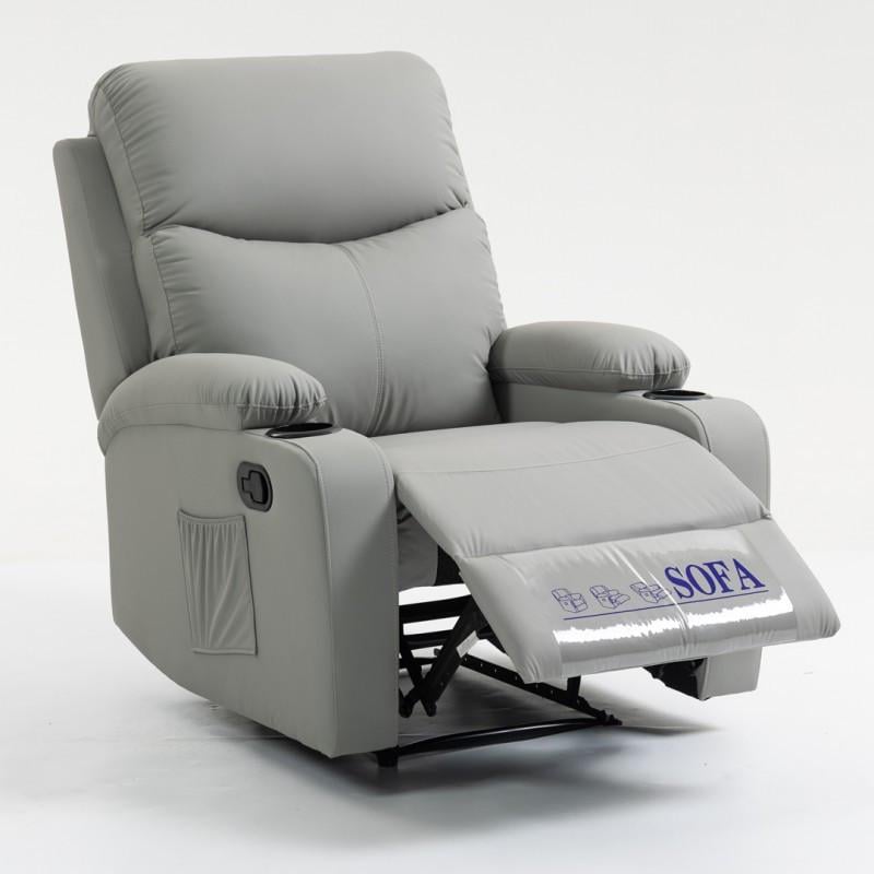 Кресло реклайнер VERO SOF01SZ раскладное экокожа Светло-серый (32407573)