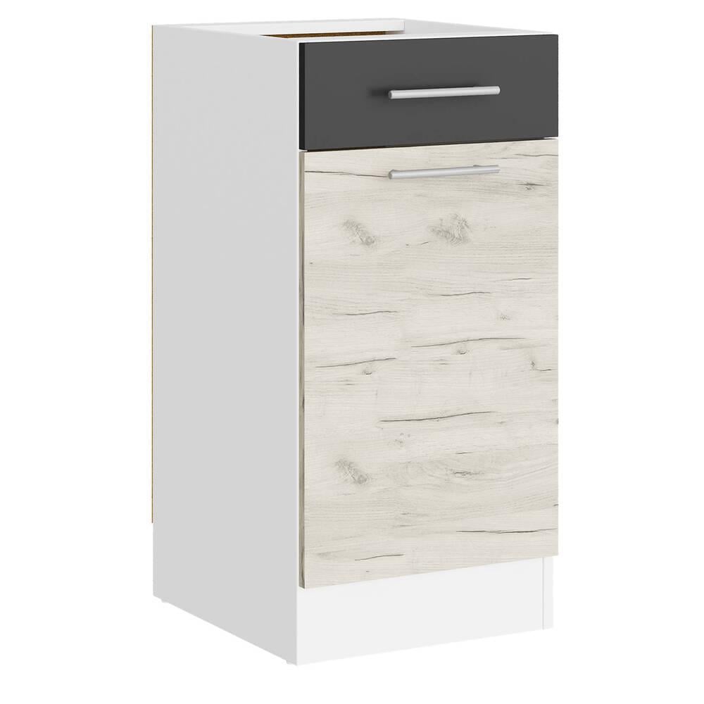 Модуль кухонный нижний с ящиком Еверест Эко 400 без столешницы 40х46х82 см Дуб Крафт Белый/Графит/Белый (DTM-071030)